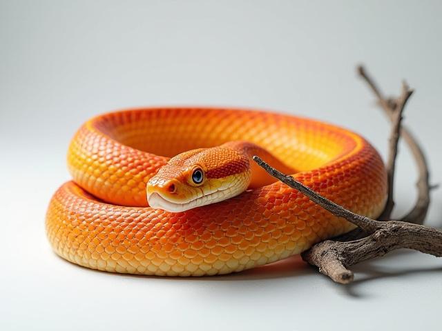एक पेशेवर स्टूडियो सेटिंग में एक रंगीन साँप का क्लोज-अप